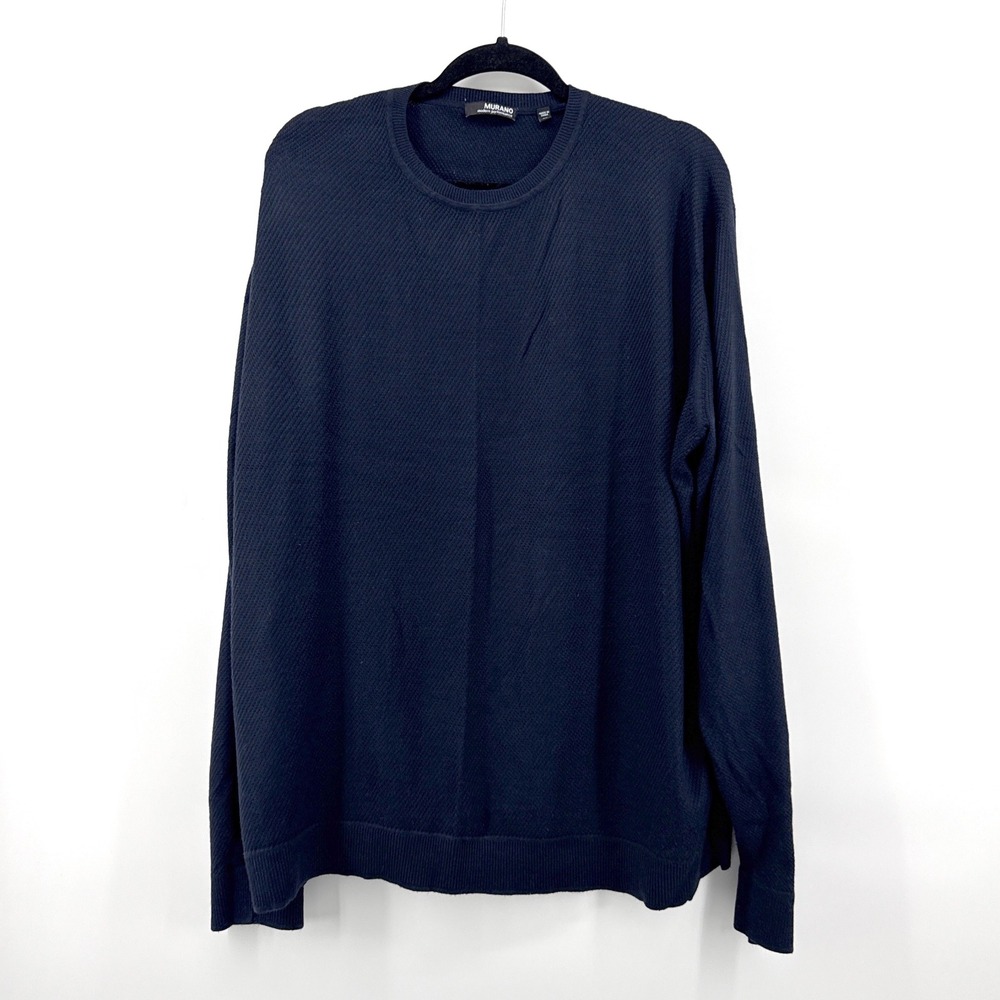 MURANO Modern Performance Mens XL Navy Blue Long Sleeve Knit Lightweight Sweater
